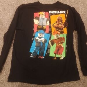 Kids Roblox Long Sleeve Black Shirt